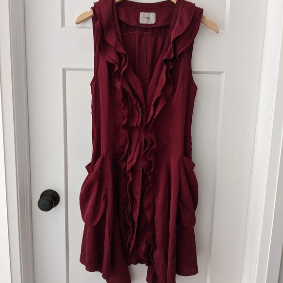 Romantic Deep Red Sleeveless Dress - Picture 1 of 3